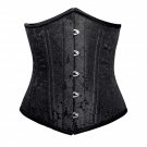 Black Brocade Double Bone Bustier Waist Training Basque Underbust Corset Costume