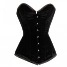 Black Velvet Gothic Burlesque Waist Cincher Bustier LONG Overbust Corset Costume