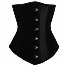 Black Satin Gothic Burlesque Bustier Waist Training Basque LONG Underbust Corset