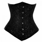 Black Brocade Gothic Double Bone Waist Training Bustier Underbust Corset Costume