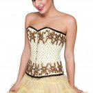 Yellow Satin Brown Handmade Sequins Goth Overbust Tissue Tutu Skirt Corset Dress