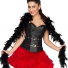 Black Leather Waist Training Goth Steampunk Overbust Red Tutu Skirt Corset Dress