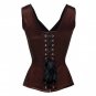 Brown Satin Shoulder Straps Gothic Burlesque Waist Training Overbust Corset Top