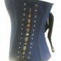 Blue Denim White Strips Black Lace Gothic Waist Training Bustier Overbust Corset