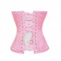 Pink Satin Double Bone Goth Burlesque Waist Training Bustier Overbust Corset Top