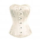Ivory Satin Double Bone Gothic Burlesque Waist Training Bustier Overbust Corset
