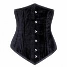 Black Velvet Double Bone Bustier Waist Training Basque LONG Underbust Corset Top