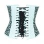 Black White Print Leather Gothic Steampunk Waist Cincher Bustier Overbust Corset