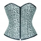 Black White Animal Print Leather Gothic Steampunk Waist Training Overbust Corset