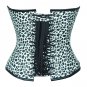 Black White Animal Print Leather Gothic Steampunk Waist Training Overbust Corset