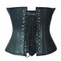 Black Red Leather Gothic Steampunk Waist Cincher Bustier Overbust Corset Costume