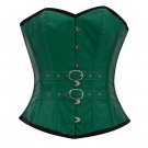Green Faux Leather Goth Steampunk Waist Training Bustier Overbust Corset Costume