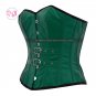 Green Faux Leather Goth Steampunk Waist Training Bustier Overbust Corset Costume