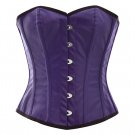 Blue Faux Leather Goth Steampunk Waist Training Bustier Overbust Corset Costume
