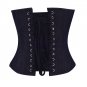 Black Denim Leather Belt Gothic Steampunk Waist Training Bustier Overbust Corset