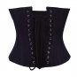 Blue Denim Chains Gothic Steampunk Waist Cincher Bustier Overbust Corset Costume