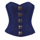 Plain Blue Denim Gothic Steampunk Waist Training Bustier Overbust Corset Costume