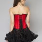 Red Satin Handmade Sequins Gothic Overbust Black Tissue Tutu Skirt Corset Dress