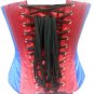 Blue Satin Australia Flag Sequins Burlesque Waist Training Overbust Corset Top