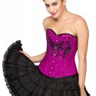 Purple Satin Handmade Sequins Overbust Black Cotton Silk Tutu Skirt Corset Dress