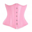 Baby Pink Satin Goth Burlesque Double Bone Waist Cincher Basque Underbust Corset