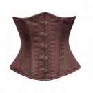 Brown Satin Gothic Burlesque Double Bone Waist Training Bustier Underbust Corset