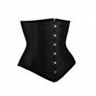 Black Satin Gothic Burlesque Waist Cincher Bustier LONG Underbust Corset Costume
