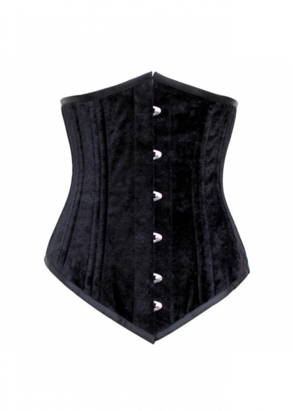 Black Velvet Gothic Burlesque Double Bone Bustier LONG Underbust Corset Costume