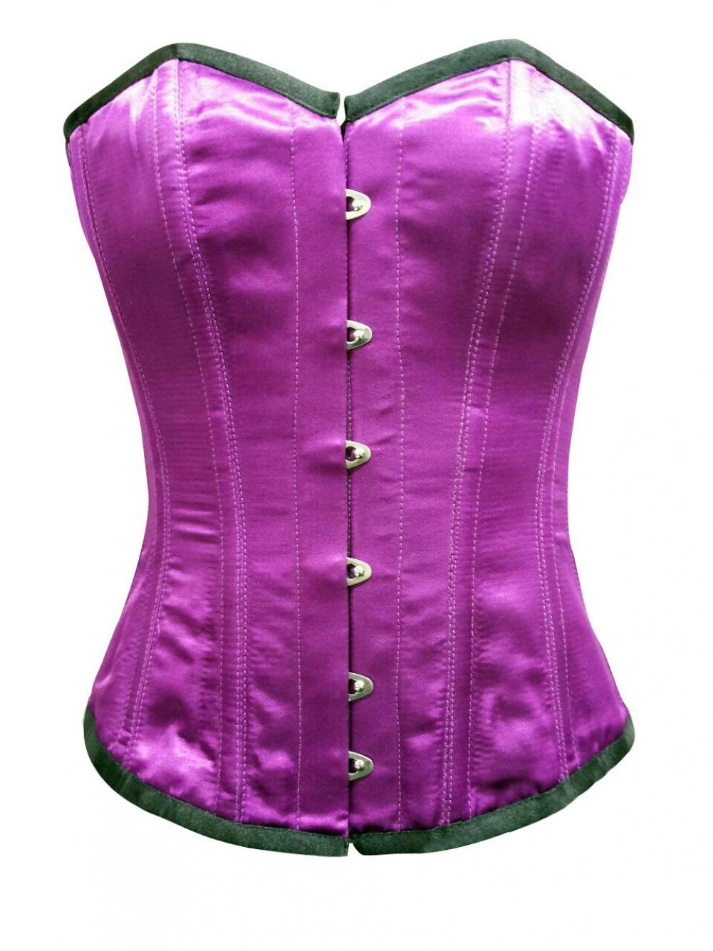 Purple Satin Basque Gothic Burlesque Waist Training Bustier Overbust Corset Top 6803