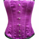Purple Satin Basque Gothic Burlesque Waist Training Bustier Overbust Corset Top