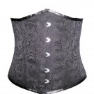Black Brocade Gothic Burlesque Waist Training Bustier Underbust Corset Costume