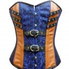 Blue Black Brocade Brown Leather Gothic Steampunk Waist Training Overbust Corset