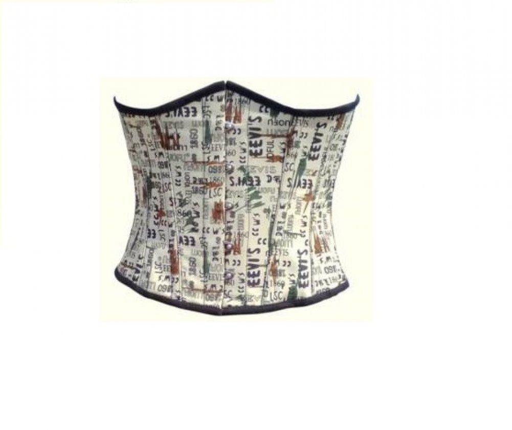 Printed Cotton Waist Training Gothic Burlesque Bustier Underbust Corset Costume