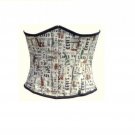 Printed Cotton Waist Training Gothic Burlesque Bustier Underbust Corset Costume