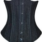 Black Denim Gothic Burlesque Double Bone Waist Training Bustier Underbust Corset