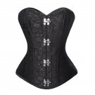 Black Brocade Gothic Steampunk Waist Training Bustier Overbust Corset Costume