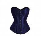 Blue Satin Double Bone Goth Burlesque Waist Training Bustier Overbust Corset Top