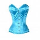 Baby Blue Satin Gothic Burlesque Basque Waist Training Bustier Overbust Corset