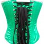 Green Satin Handmade Floral Sequins Goth Burlesque Waist Cincher Overbust Corset