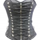 Black Brocade Lace N Zip Gothic Steampunk Waist Training Overbust Corset Costume