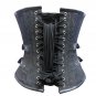 Black Brocade Lace N Zip Gothic Steampunk Waist Training Overbust Corset Costume