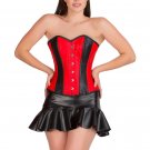 Red Black Leather Gothic Steampunk Bustier Overbust Top Tutu Skirt Corset Dress
