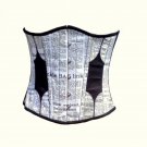 Newspaper Print Waist Cincher Gothic Burlesque Bustier Underbust Corset Costume