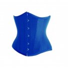 Blue Satin Goth Burlesque Basque Waist Training Bustier Underbust Corset Costume