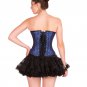Blue Black Brocade Purple Cotton Goth Overbust & Tissue Tutu Skirt Corset Dress