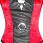 Red & Black Satin Leather Belt Steampunk Waist Cincher Overbust Corset Costume