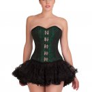 Green Black Brocade Goth Steampunk Overbust Black Tissue Tutu Skirt Corset Dress
