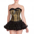 Olive Green Gothic Steampunk Overbust Top & Black Tissue Tutu Skirt Corset Dress