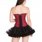 Red Cotton Black Satin Piping Gothic Overbust & Tissue Tutu Skirt Corset Dress
