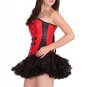 Red Black Leather Steampunk Gothic Overbust & Tissue Tutu Skirt Corset Dress